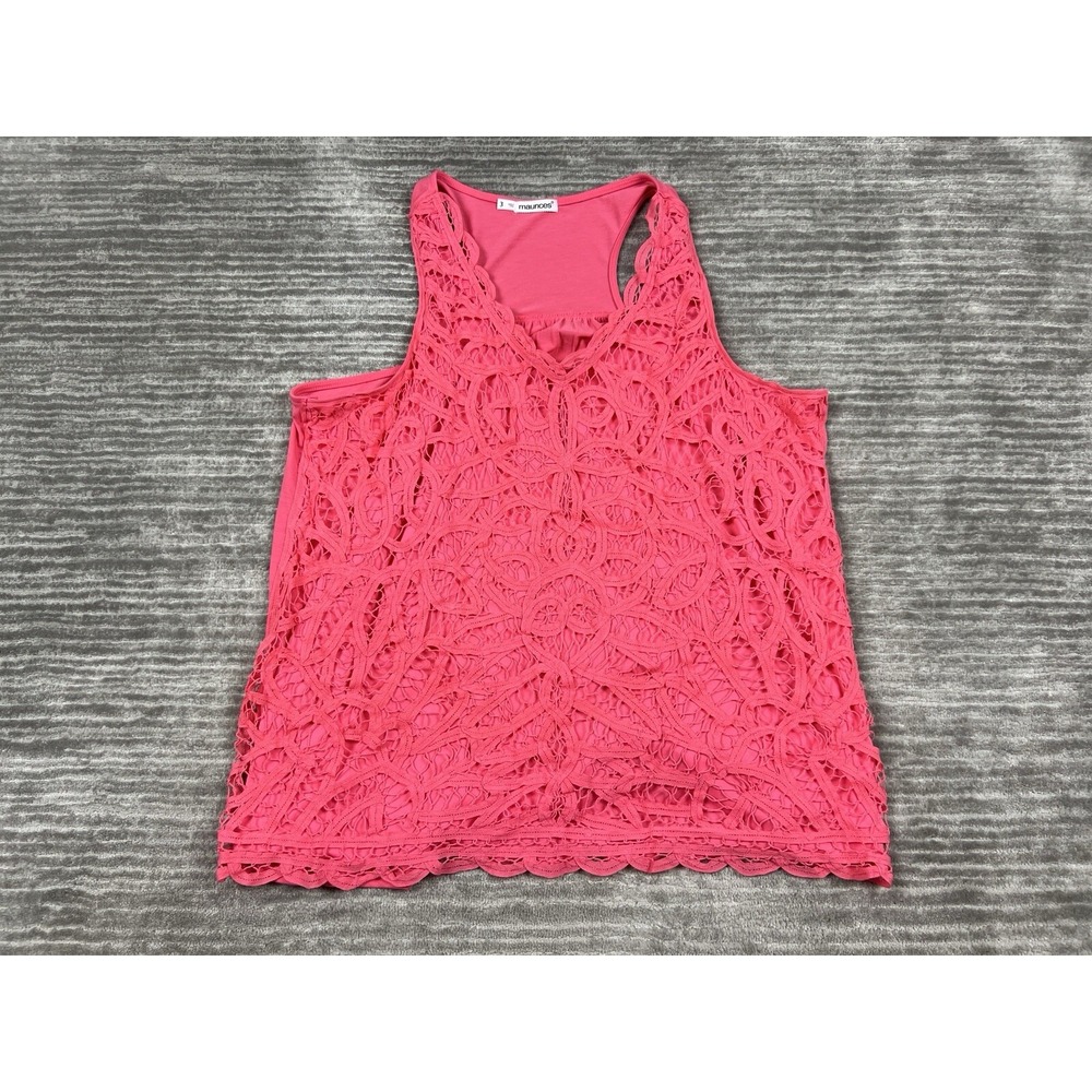 Maurices Top Womens 3 Pink Sleeveless Tunic Overlay Cotton Blend